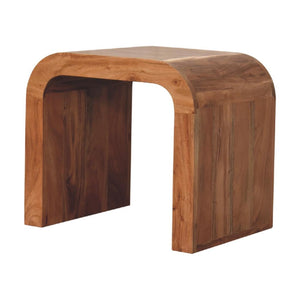 Darcy End Table | Solid Acacia Wood | Caramel Finish | Curved Side Table