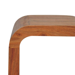 Darcy End Table | Solid Acacia Wood | Caramel Finish | Curved Side Table