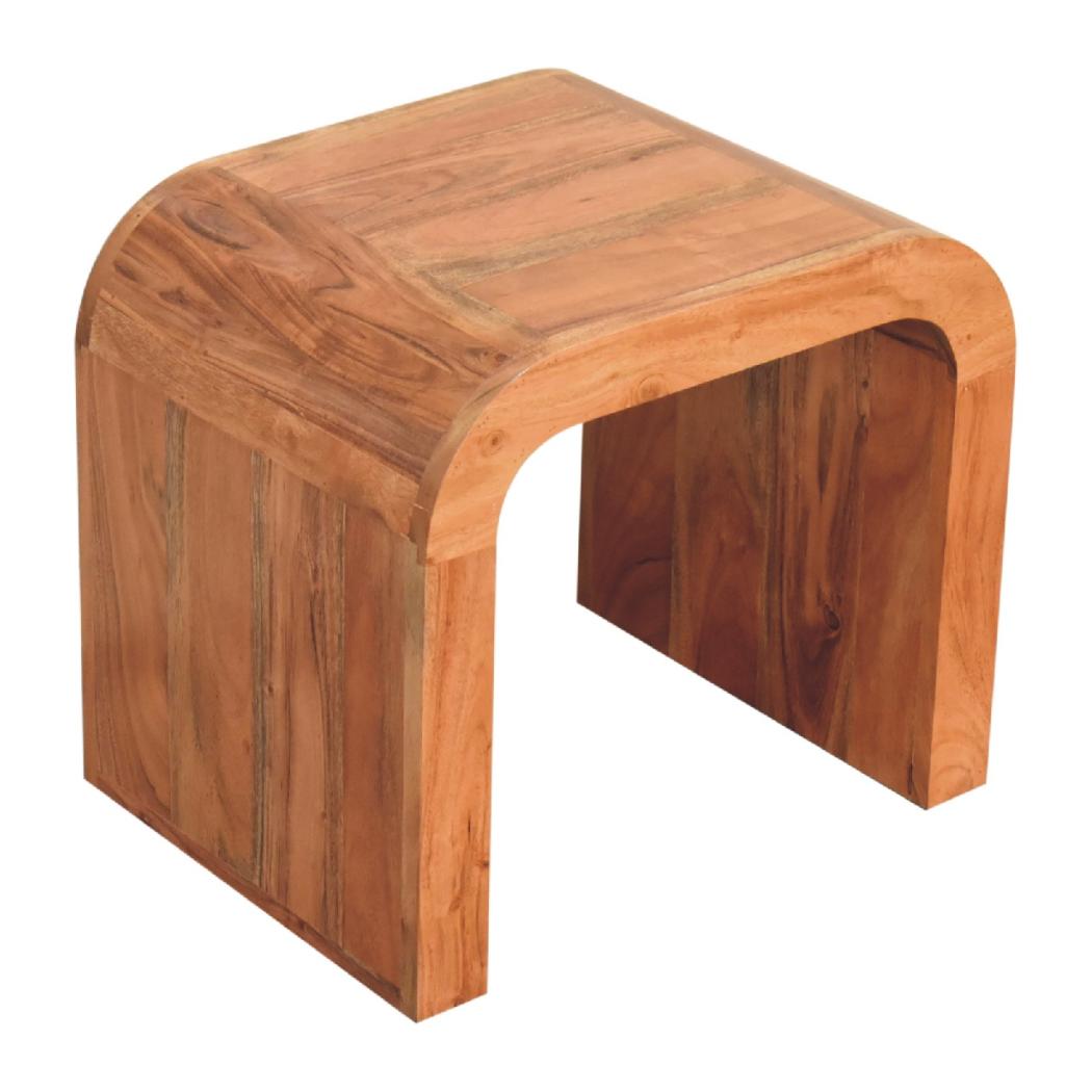 Darcy End Table | Solid Acacia Wood | Caramel Finish | Curved Side Table