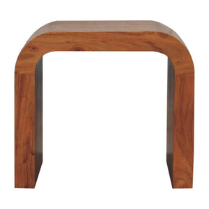 Darcy End Table | Solid Acacia Wood | Caramel Finish | Curved Side Table