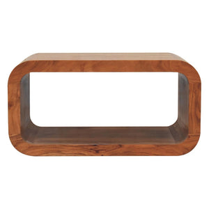 Darcy Media Unit | Solid Acacia Wood | Caramel Finish | Curved TV Stand