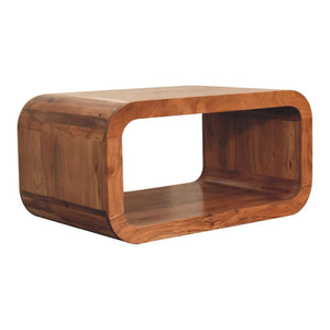 Darcy Media Unit | Solid Acacia Wood | Caramel Finish | Curved TV Stand