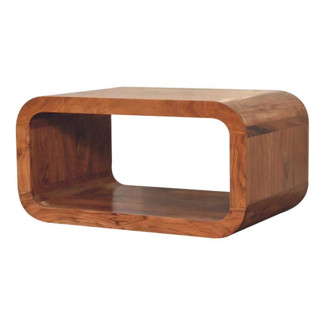 Darcy Media Unit | Solid Acacia Wood | Caramel Finish | Curved TV Stand