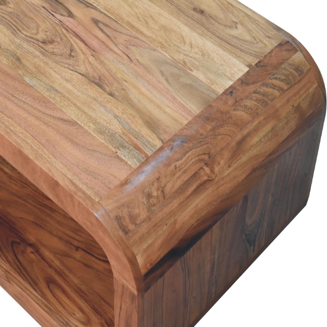 Darcy Media Unit | Solid Acacia Wood | Caramel Finish | Curved TV Stand