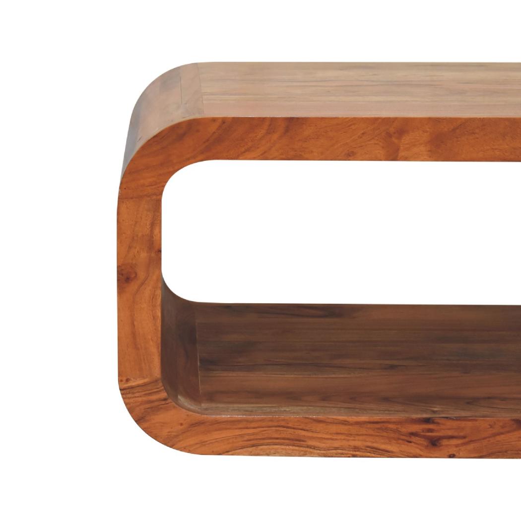 Darcy Media Unit | Solid Acacia Wood | Caramel Finish | Curved TV Stand