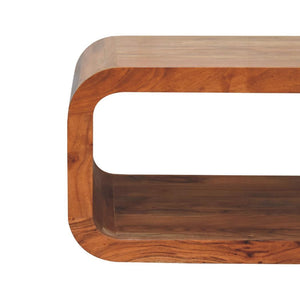 Darcy Media Unit | Solid Acacia Wood | Caramel Finish | Curved TV Stand