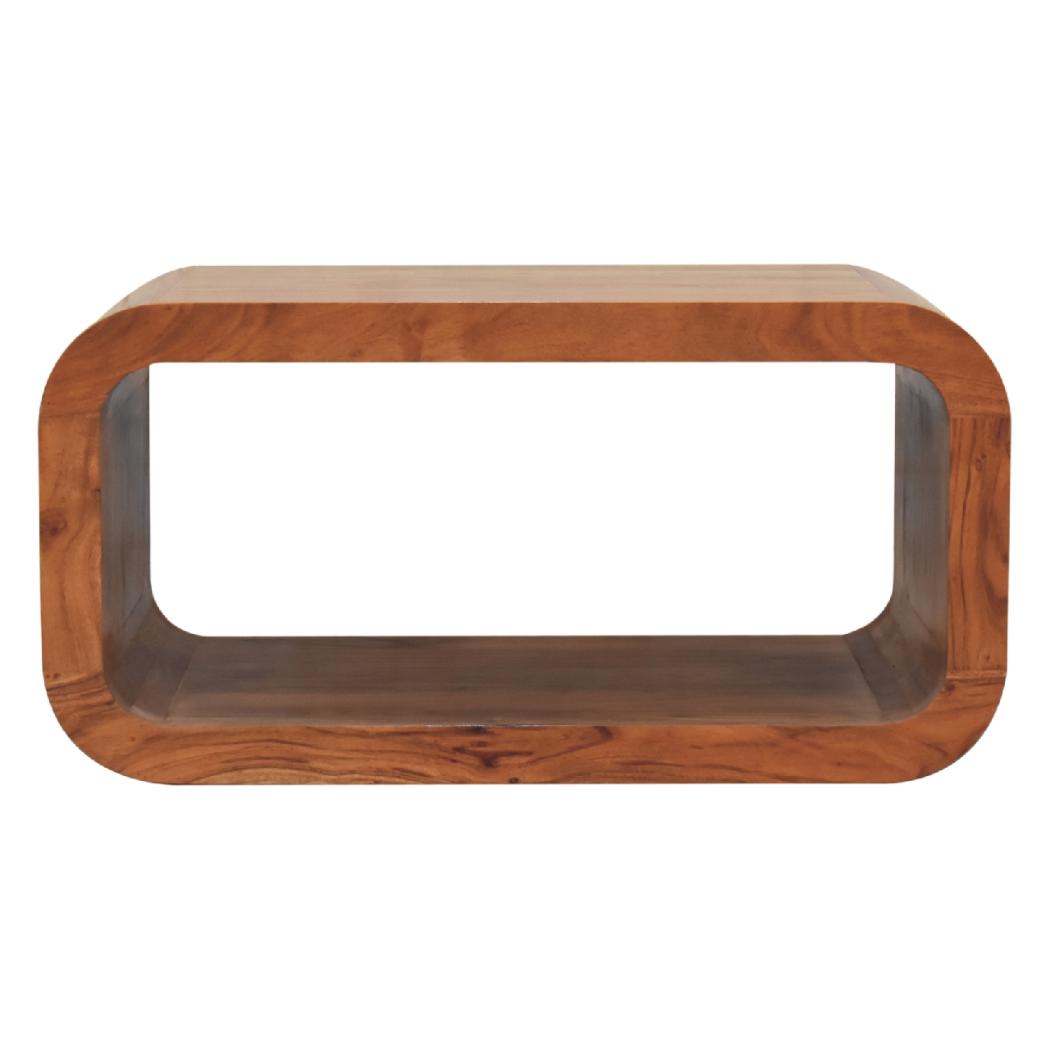 Darcy Media Unit | Solid Acacia Wood | Caramel Finish | Curved TV Stand