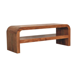 Darcy Media Unit with Shelf | Solid Acacia Wood | Caramel Finish | Open Shelf TV Unit