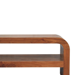 Darcy Media Unit with Shelf | Solid Acacia Wood | Caramel Finish | Open Shelf TV Unit