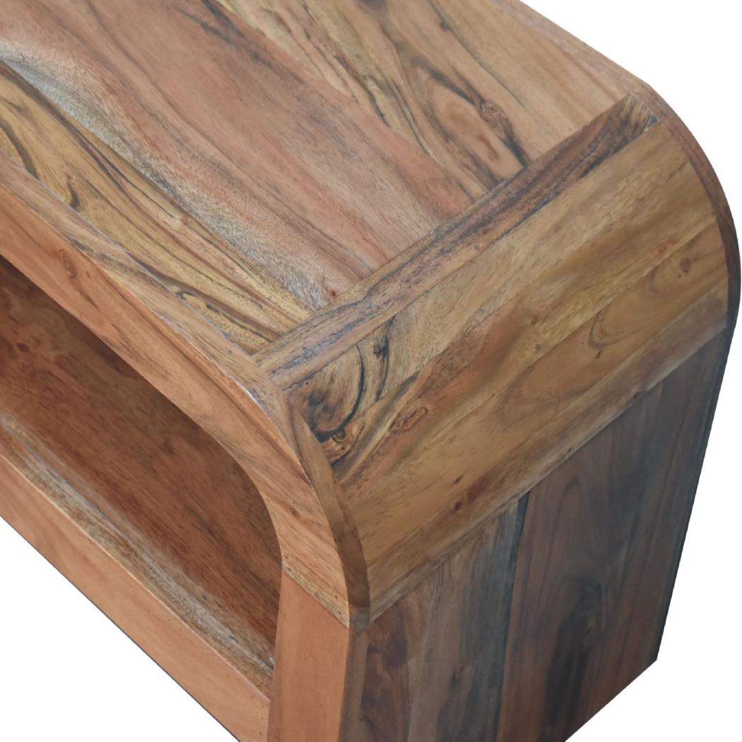 Darcy Media Unit with Shelf | Solid Acacia Wood | Caramel Finish | Open Shelf TV Unit