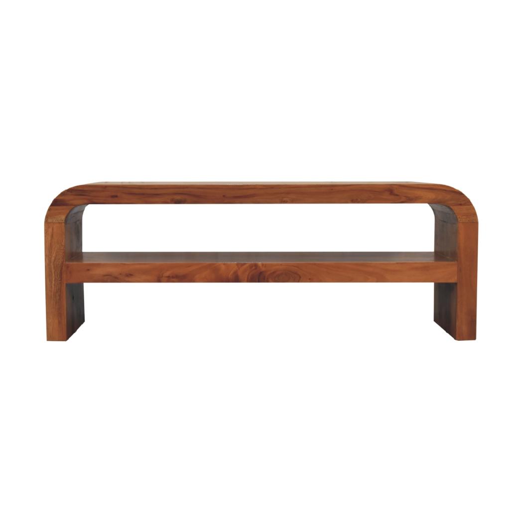 Darcy Media Unit with Shelf | Solid Acacia Wood | Caramel Finish | Open Shelf TV Unit