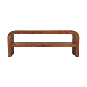 Darcy Media Unit with Shelf | Solid Acacia Wood | Caramel Finish | Open Shelf TV Unit