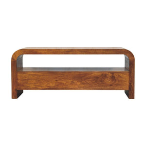 Darcy TV Unit | Solid Mango Wood | Chestnut Finish | 3 Drawers & Open Shelf