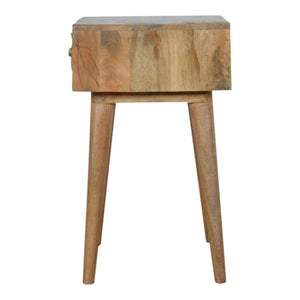 Diamond Carved Bedside Table | Hand-Carved Mango Wood Design | Oak Finish Bedroom Furniture