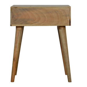 Diamond Carved Bedside Table | Hand-Carved Mango Wood Design | Oak Finish Bedroom Furniture