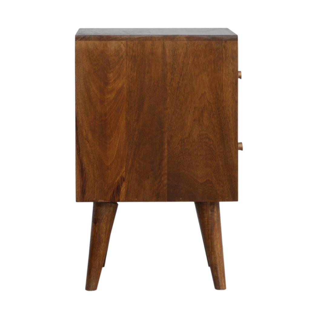 Diamond Carved Chestnut Bedside Table | Distinctive Detail | Versatile Home Furniture