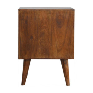 Diamond Carved Chestnut Bedside Table | Distinctive Detail | Versatile Home Furniture