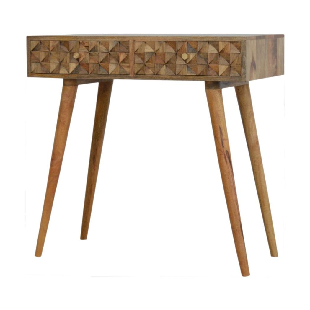 Diamond Carved Console Table | Geometric Detailing | Statement Entryway Furniture