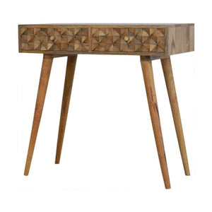 Diamond Carved Console Table | Geometric Detailing | Statement Entryway Furniture