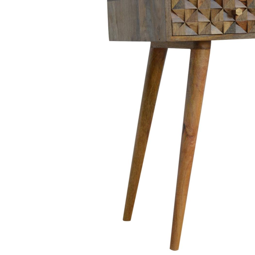 Diamond Carved Console Table | Geometric Detailing | Statement Entryway Furniture