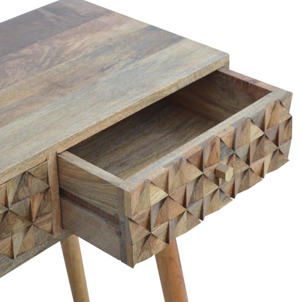 Diamond Carved Console Table | Geometric Detailing | Statement Entryway Furniture