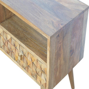 Diamond Carved TV Unit | Textured Geometric Detail | Living Room Furniture