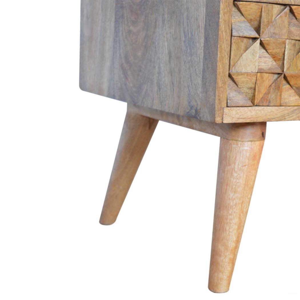 Diamond Carved TV Unit | Textured Geometric Detail | Living Room Furniture