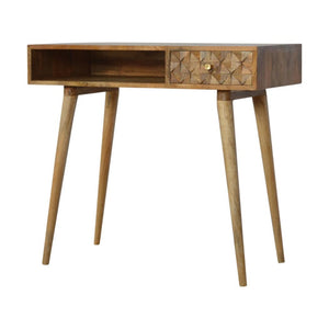 Diamond Carved Writing Desk | Geometric Detail | Home Office Furniture