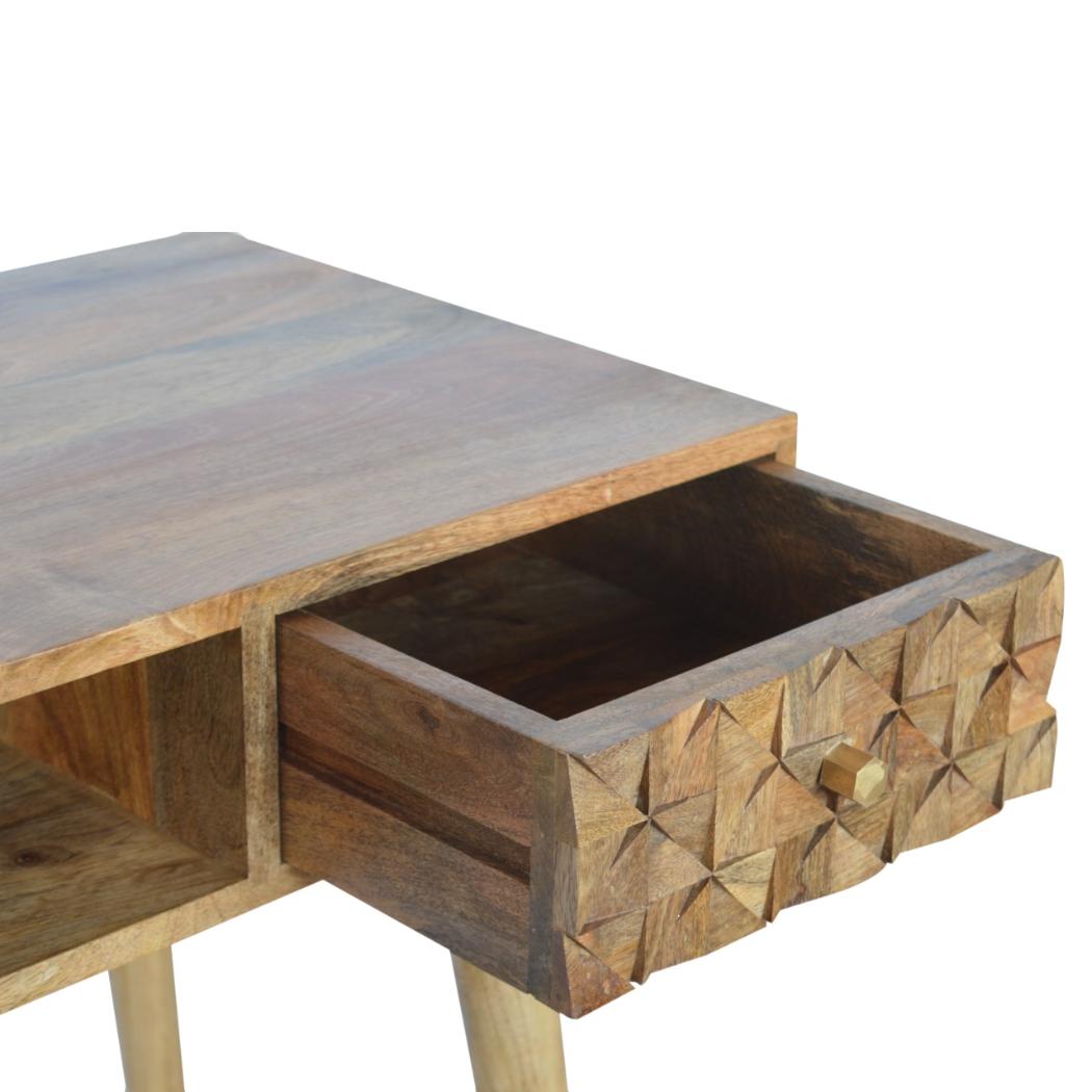 Diamond Carved Writing Desk | Geometric Detail | Home Office Furniture