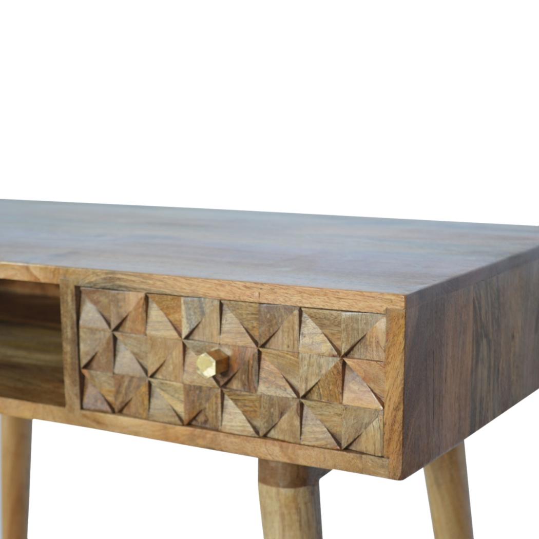 Diamond Carved Writing Desk | Geometric Detail | Home Office Furniture