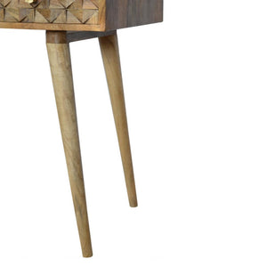 Diamond Carved Writing Desk | Geometric Detail | Home Office Furniture