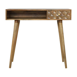 Diamond Carved Writing Desk | Geometric Detail | Home Office Furniture