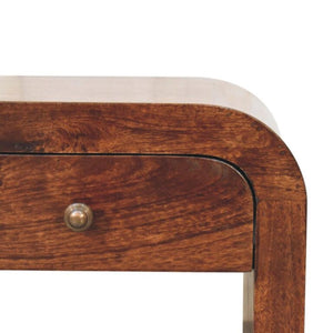 Disc Bedside Table | Solid Mango Wood | California Walnut Finish | 1 Drawer Nightstand