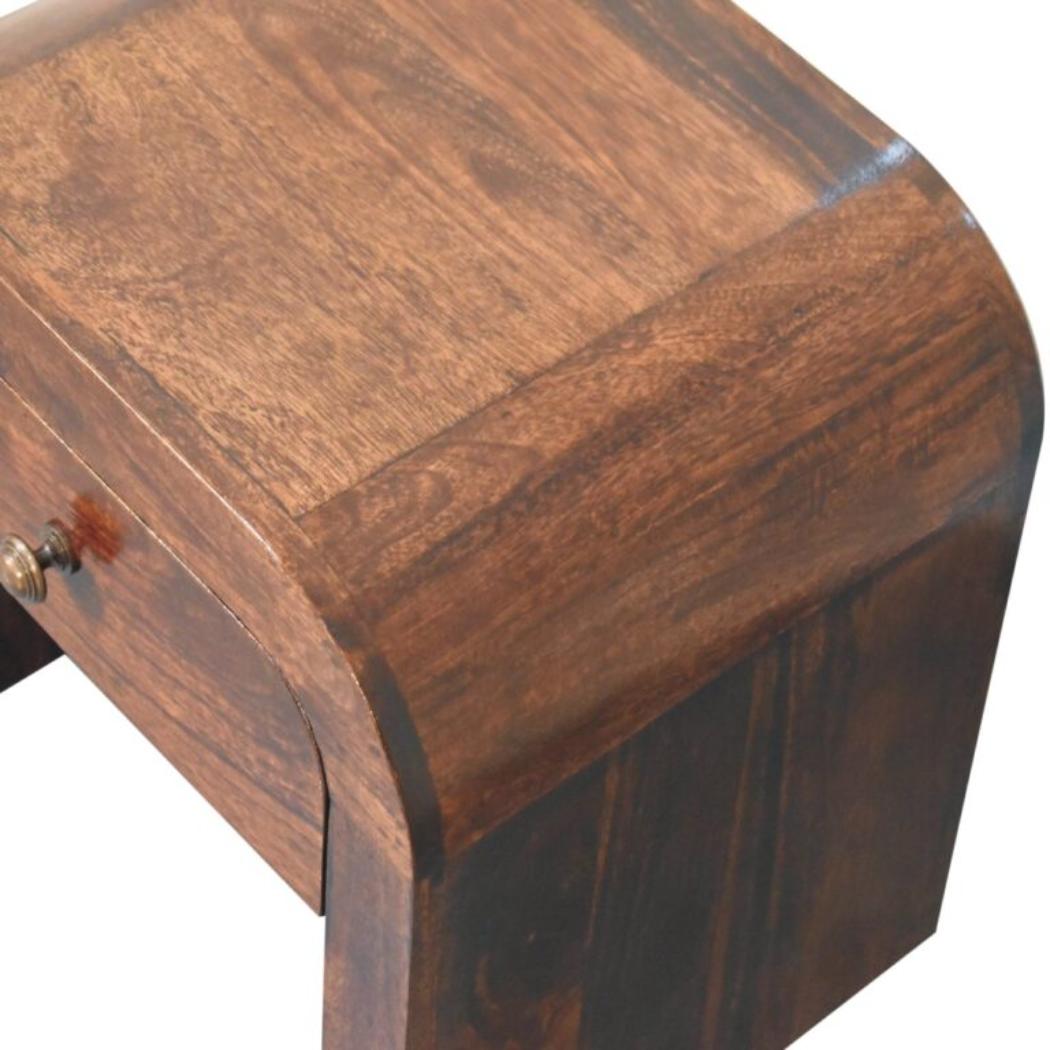 Disc Bedside Table | Solid Mango Wood | California Walnut Finish | 1 Drawer Nightstand