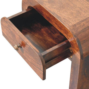 Disc Bedside Table | Solid Mango Wood | California Walnut Finish | 1 Drawer Nightstand