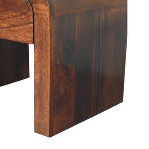 Disc Bedside Table | Solid Mango Wood | California Walnut Finish | 1 Drawer Nightstand