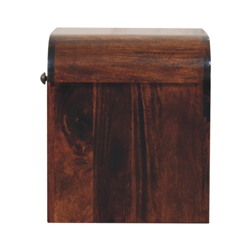 Disc Bedside Table | Solid Mango Wood | California Walnut Finish | 1 Drawer Nightstand