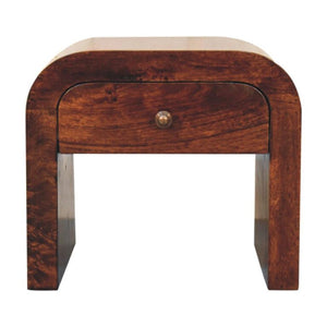 Disc Bedside Table | Solid Mango Wood | California Walnut Finish | 1 Drawer Nightstand