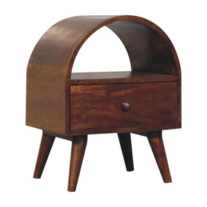 Dome Bedside Table | Chestnut Finish | Rounded Sculptural Design