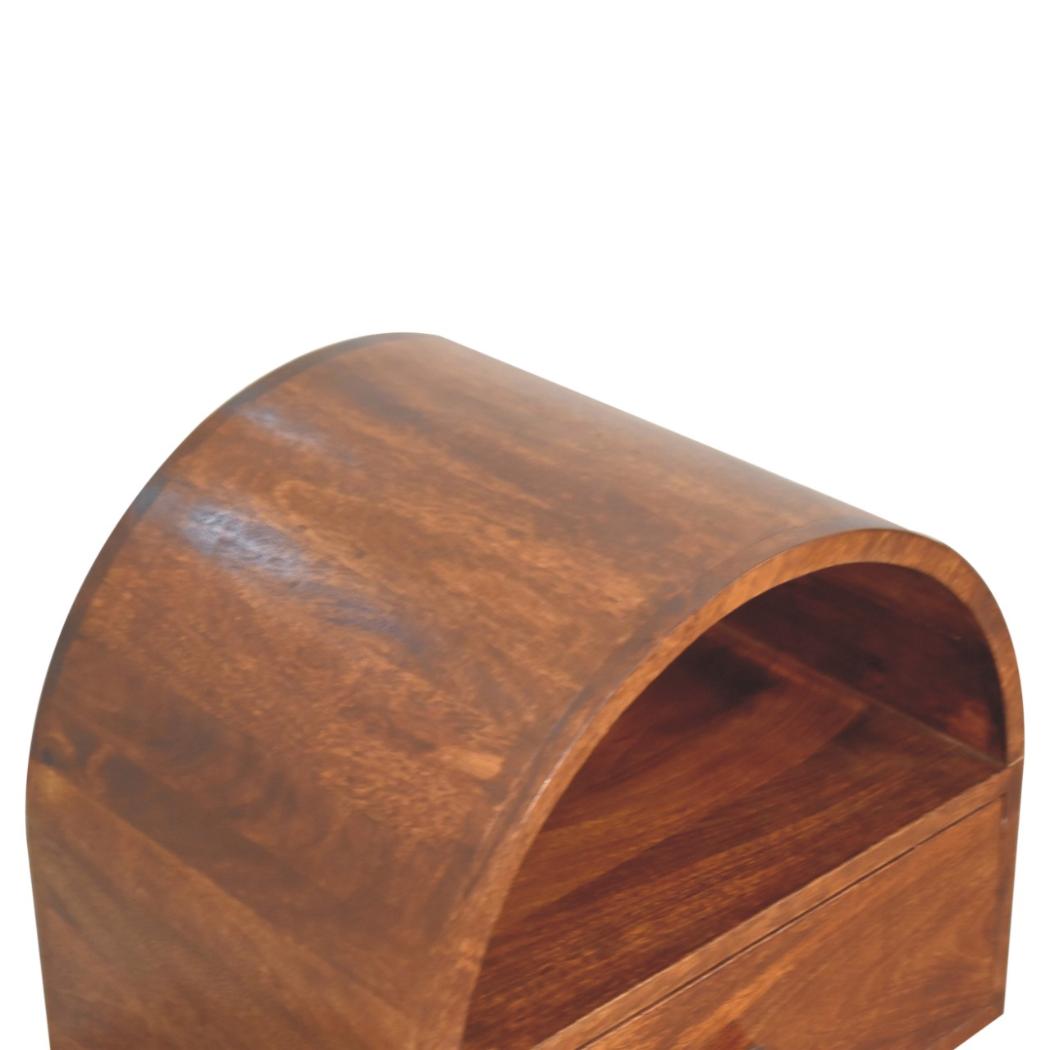 Dome Bedside Table | Chestnut Finish | Rounded Sculptural Design