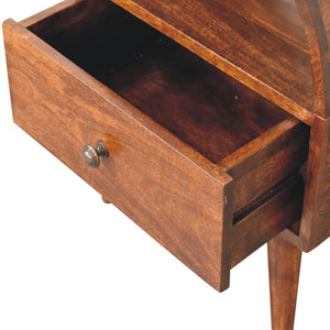 Dome Bedside Table | Chestnut Finish | Rounded Sculptural Design