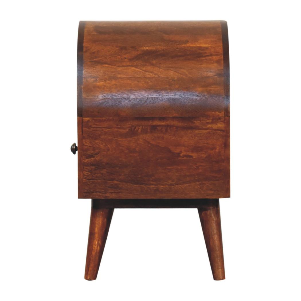 Dome Bedside Table | Chestnut Finish | Rounded Sculptural Design