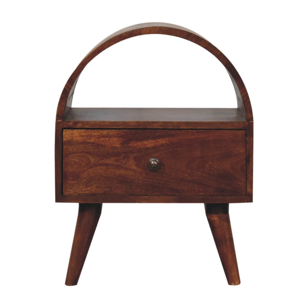 Dome Bedside Table | Chestnut Finish | Rounded Sculptural Design