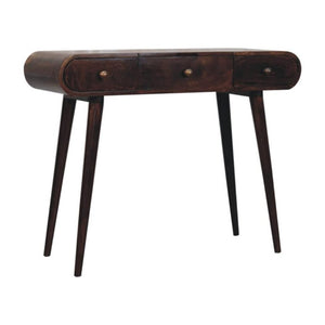 Dressing Table | Solid Mango Wood | California Walnut Finish | Foldable Mirror & 3 Drawer Vanity Desk
