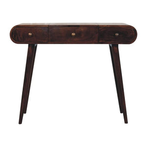 Dressing Table | Solid Mango Wood | California Walnut Finish | Foldable Mirror & 3 Drawer Vanity Desk