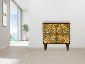 Eden Brass Pattern Cabinet | Solid Mango Wood | Chestnut Finish | 2 Doors