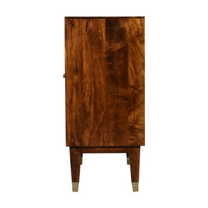 Eden Brass Pattern Cabinet | Solid Mango Wood | Chestnut Finish | 2 Doors