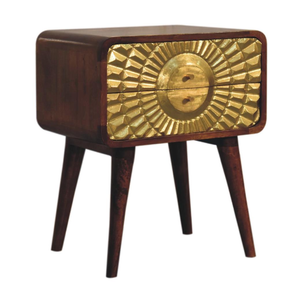 Eden Curved Bedside | Solid Mango Wood | Natural Wood Finish | Sculptural Curved Design