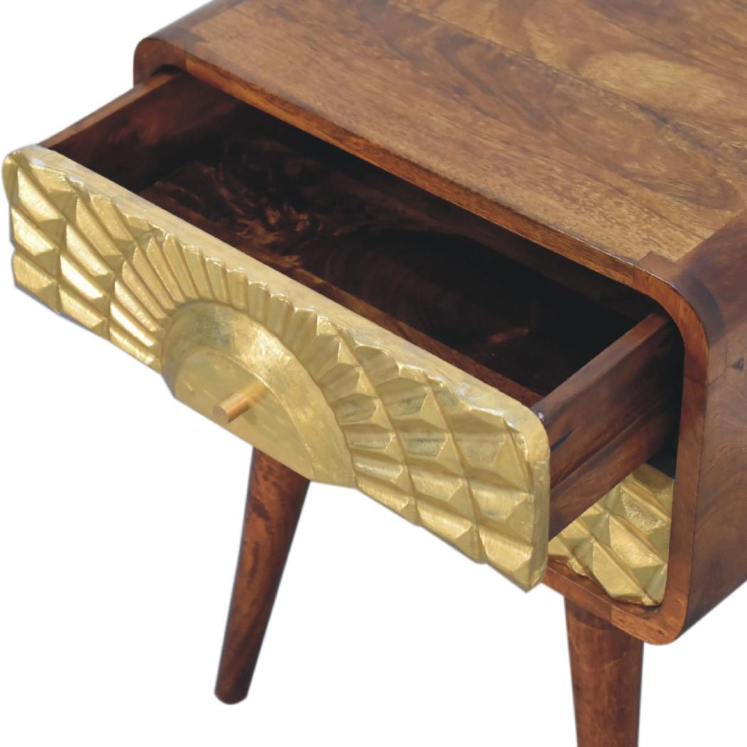 Eden Curved Bedside | Solid Mango Wood | Natural Wood Finish | Sculptural Curved Design