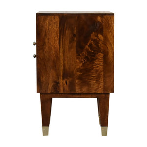 Eden Mini Bedside Table | Solid Mango Wood | Chestnut Finish | Brass Drawer